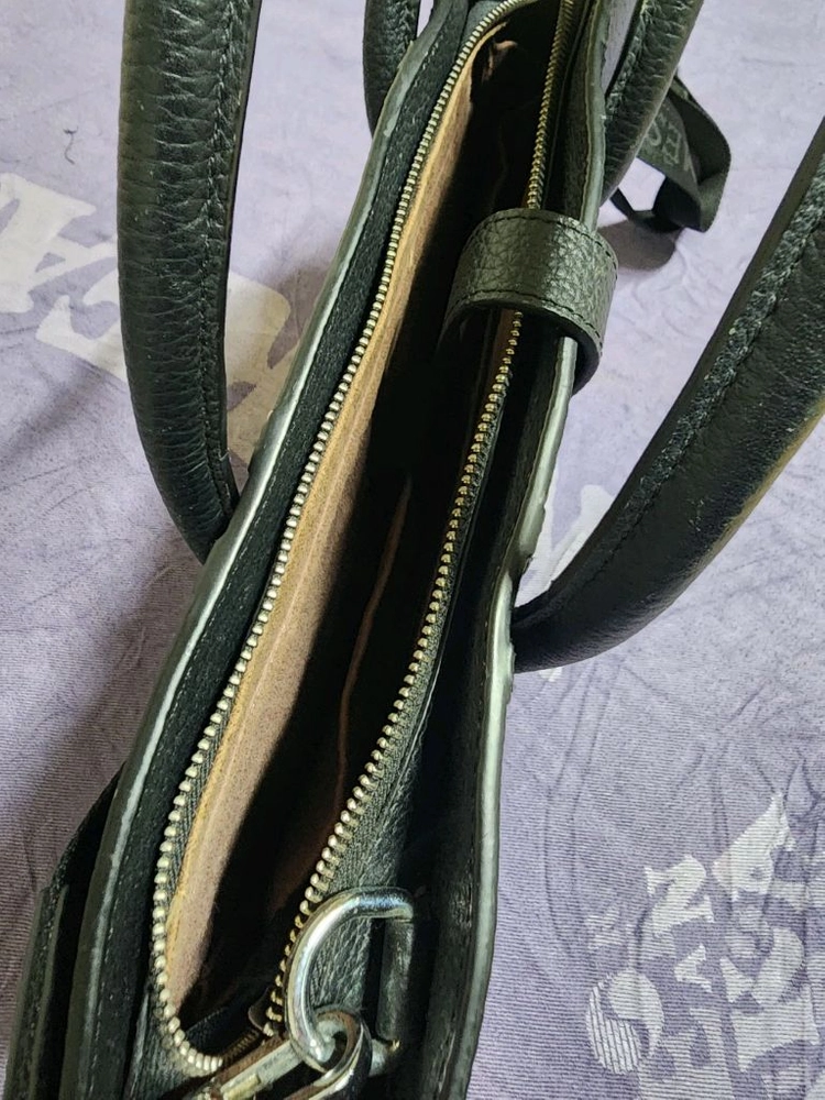 블랙 가죽 서류 노트북 가방 이미지