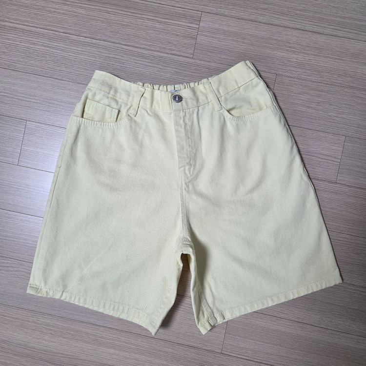 연노랑 면데님 반바지 M 이미지