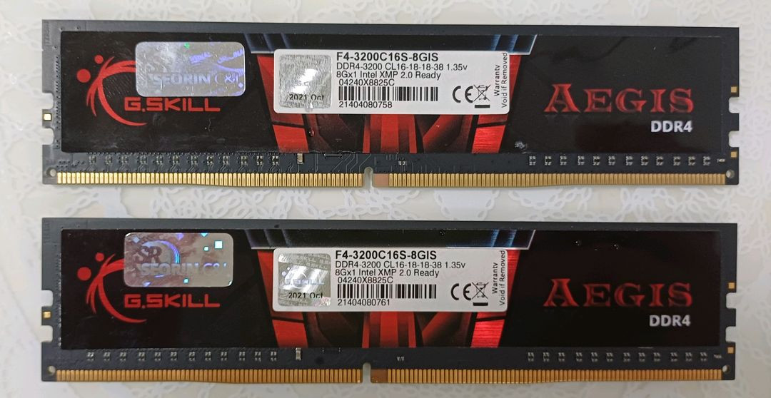 gskill aegis 3200 cl16 ddr4 8gb x 2 16gb 판매합니다 이미지
