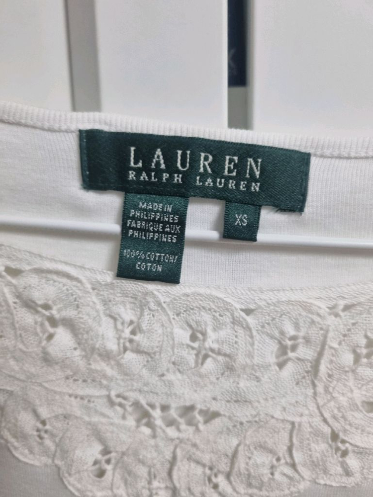 랠프로렌 화이트 레이스 면티 티셔츠 xs Ralph Lauren 반팔티 이미지
