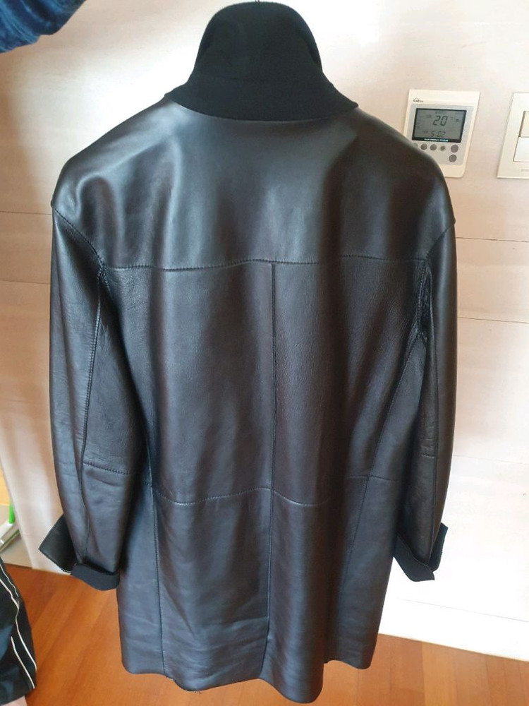 여성 블랙가죽 롱트렌치 코트(양가죽) 이미지
