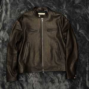 다이브인 가죽 라이더 자켓 LOOSED VEGETABLE LEATHER JACKET (BLACK 이미지