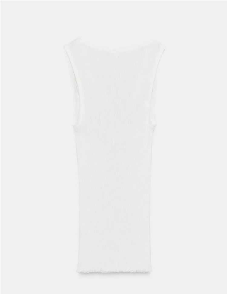 ZARA 자라 레이스 리브드 티셔츠, 자라 레이스 나시 이미지