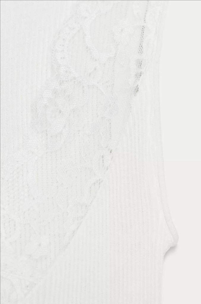 ZARA 자라 레이스 리브드 티셔츠, 자라 레이스 나시 이미지