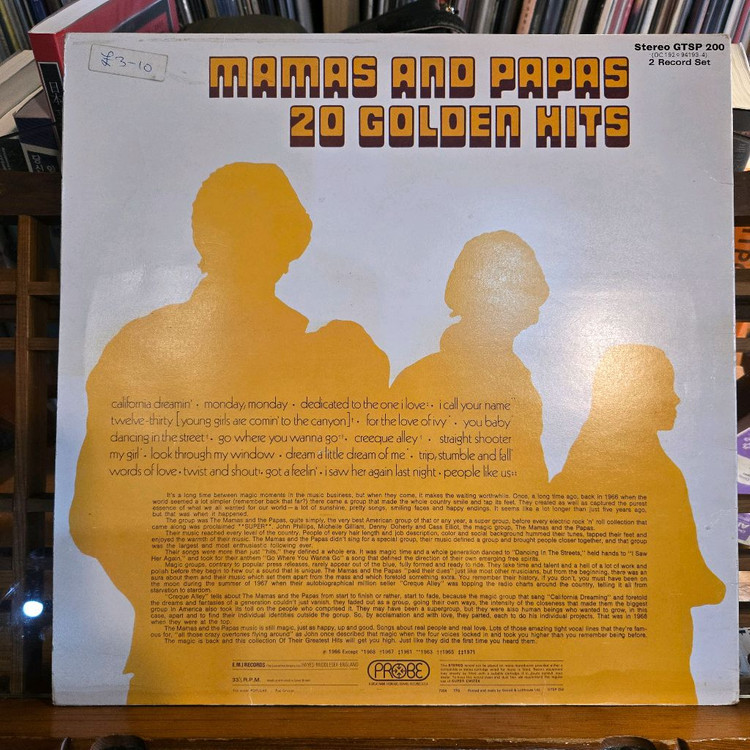 Mamas & Papas.20 golden hits.73.UK.초반.NM-/EX+,EX+.2LP 이미지