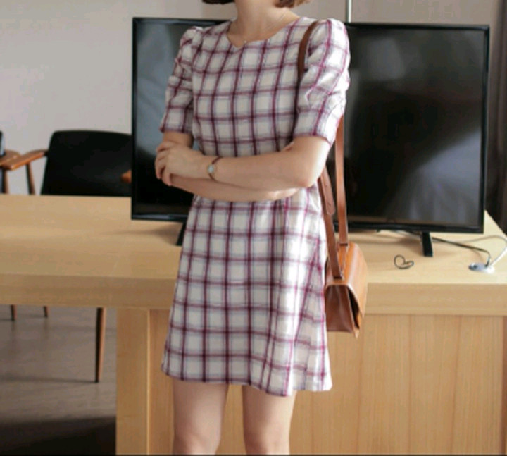 체크 원피스 55~55반 이미지