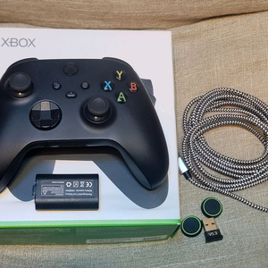 XBOX 엑박 4세대 게임패드 풀 패키지 전용충전지+USB3미터 케이블+ 블루투스동그리+스틱보호 캡 이미지