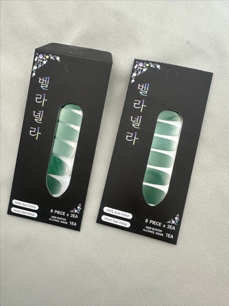붙이는 젤네일 스티커 그린 컬러 2개 세트 이미지