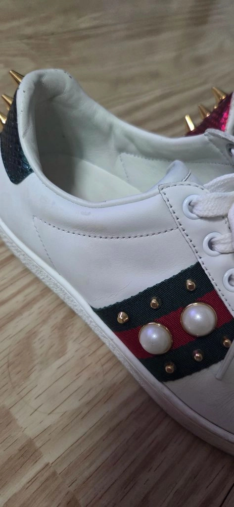 GUCCI 구찌 스니커즈 진주 장식 스터드 여자 에이스 운동화 여성 240 이미지