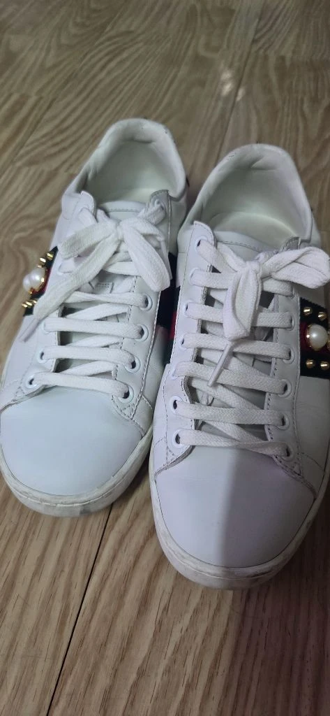 GUCCI 구찌 스니커즈 진주 장식 스터드 여자 에이스 운동화 여성 240 이미지