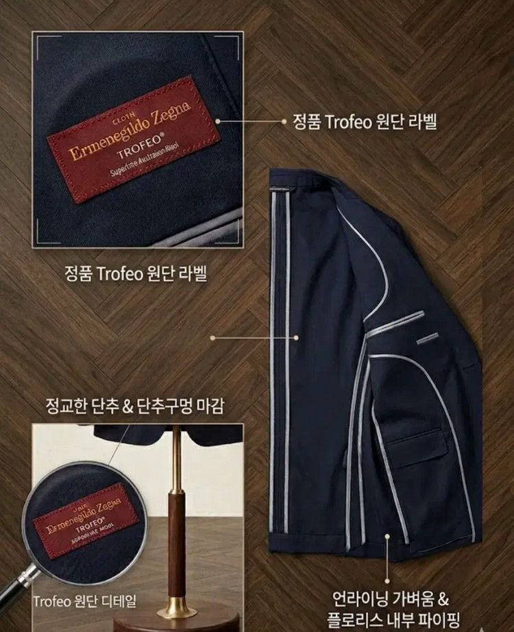(가격파괴) 200만원 상당 에르메네질도 제냐 원단 수트 셋업 이미지