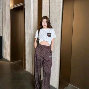 펜디 포켓 반팔티 + 로고 패턴 와이드팬츠 세트 이미지