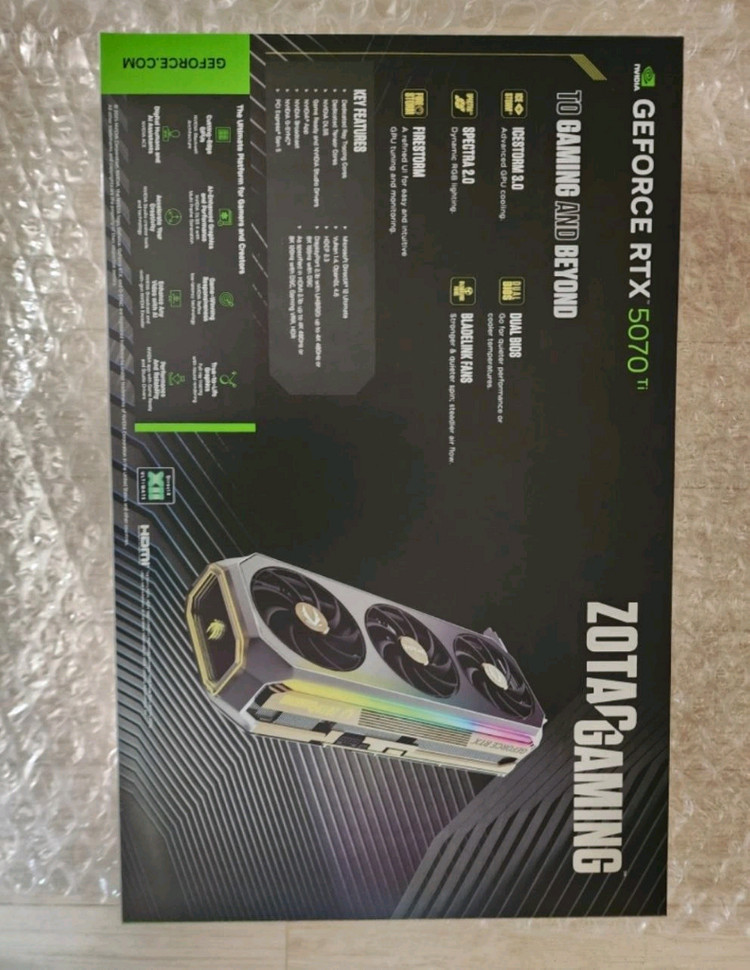 ZOTAC RTX 5070 Ti amp 미개봉 이미지