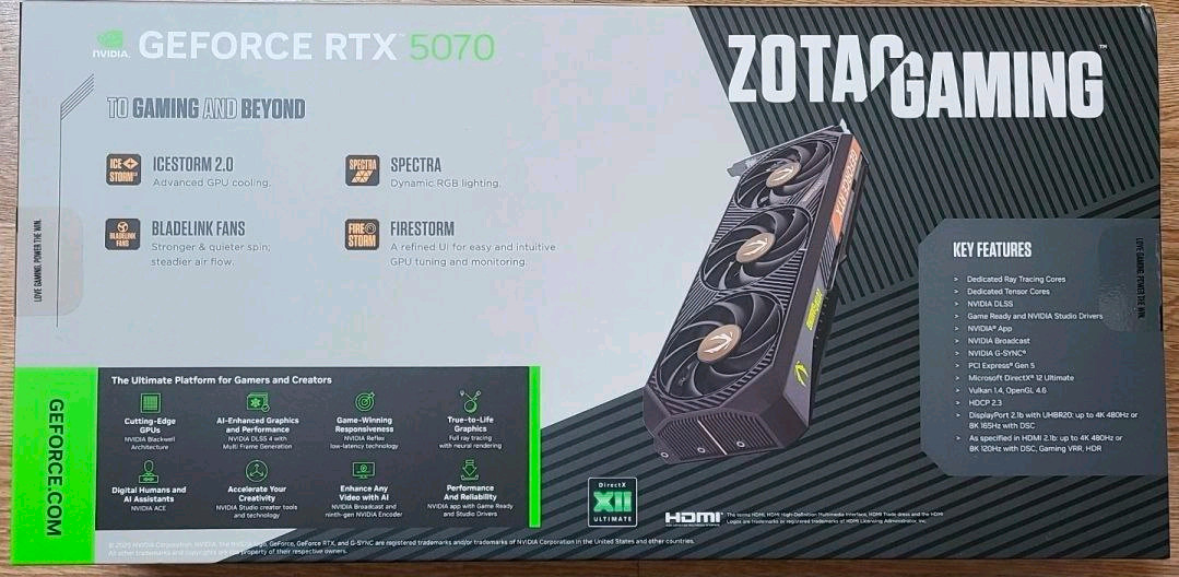 조텍 ZOTAC GAMING 지포스 RTX 5070 SOLID OC D7 12GB 판매합니다 이미지
