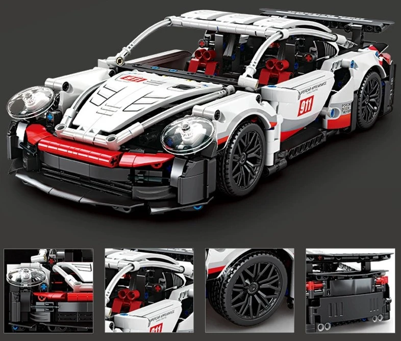 1/14 포르쉐 911 테크닉 블록 자동차 화이트 레드 무선조종 LED 랠리 스포츠카 RC카 1:14 중국레고 호환 이미지