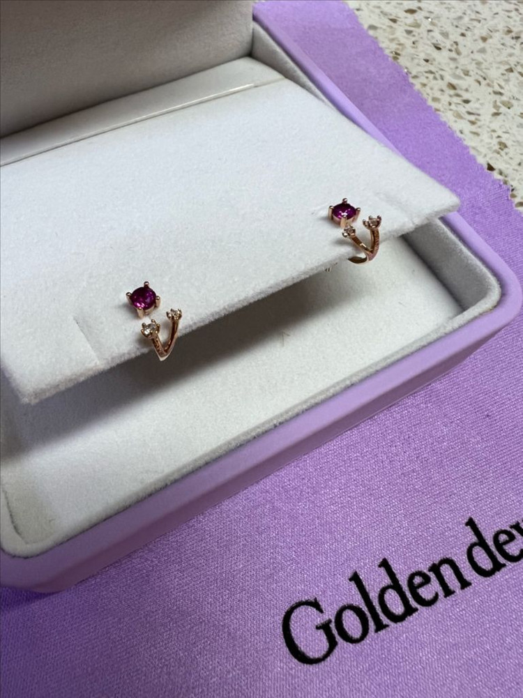 스톤헨지 14k cz 스터드 귀걸이 1부사이즈 로즈골드 이미지