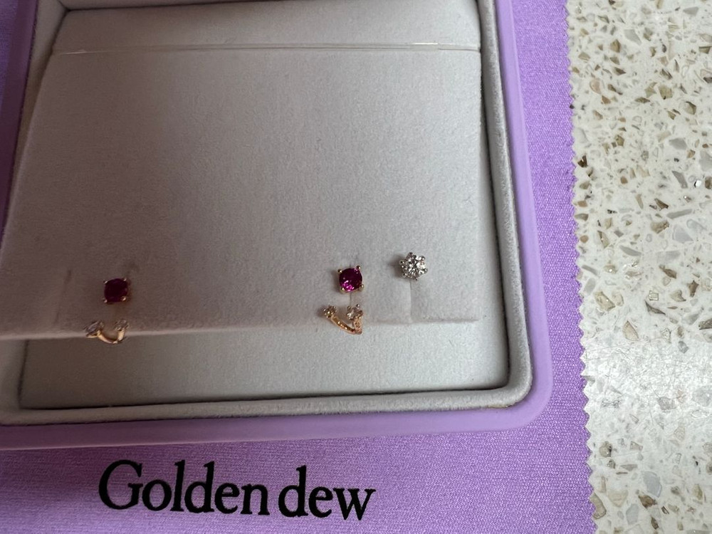 스톤헨지 14k cz 스터드 귀걸이 1부사이즈 로즈골드 이미지