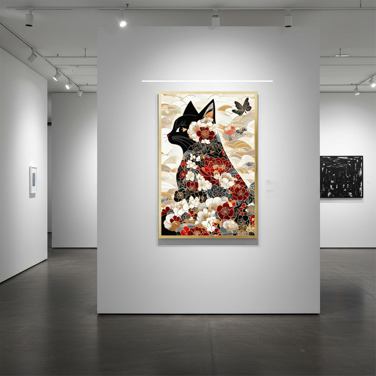 그림 액자 팝아트 인테리어소품 조용한 정원 고양이고양이그림 고양이액자 대형 동양풍 현대적 거실 아트포스터 벽걸이 장 이미지