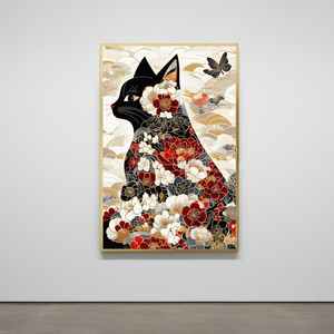 그림 액자 팝아트 인테리어소품 조용한 정원 고양이고양이그림 고양이액자 대형 동양풍 현대적 거실 아트포스터 벽걸이 장 이미지
