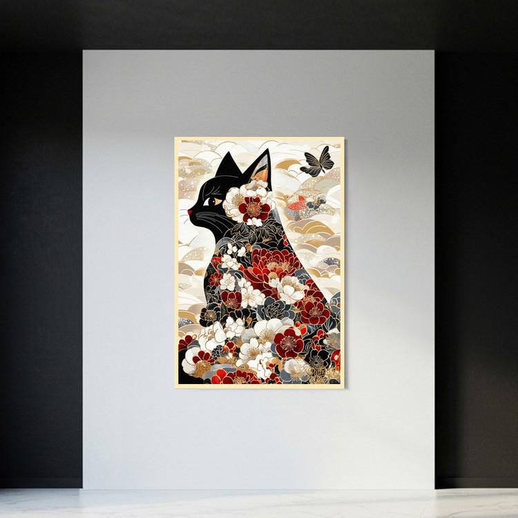 그림 액자 팝아트 인테리어소품 조용한 정원 고양이고양이그림 고양이액자 대형 동양풍 현대적 거실 아트포스터 벽걸이 장 이미지