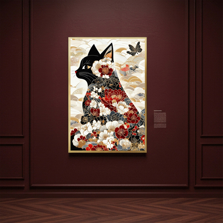 그림 액자 팝아트 인테리어소품 조용한 정원 고양이고양이그림 고양이액자 대형 동양풍 현대적 거실 아트포스터 벽걸이 장 이미지