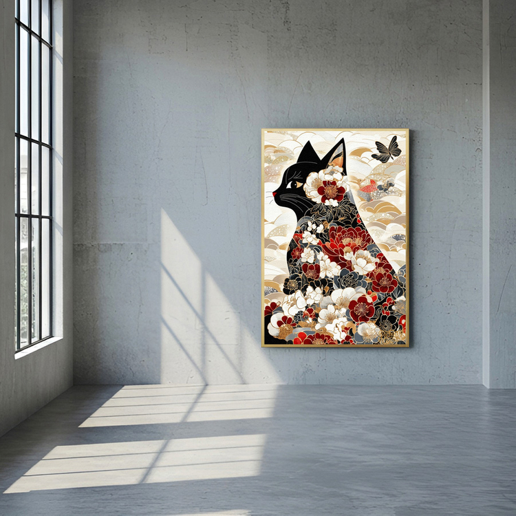 그림 액자 팝아트 인테리어소품 조용한 정원 고양이고양이그림 고양이액자 대형 동양풍 현대적 거실 아트포스터 벽걸이 장 이미지