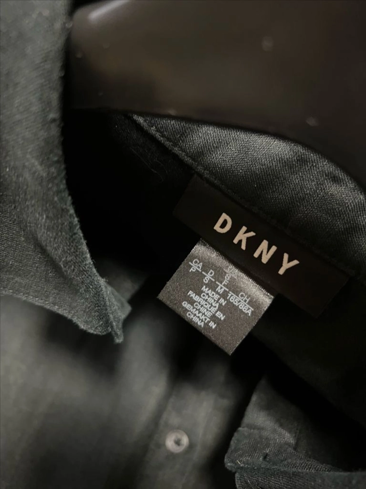 DKNY 린넨100% 셔츠 롱원피스 블랙 검정 여름 로브 가디건 코트 올드머니룩 이미지