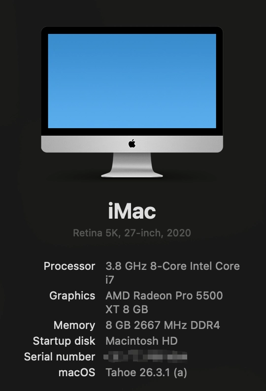 애플 아이맥 2020 27인치/8-Core i7/Radeon Pro 5500/8GB DDR4/512GB 이미지