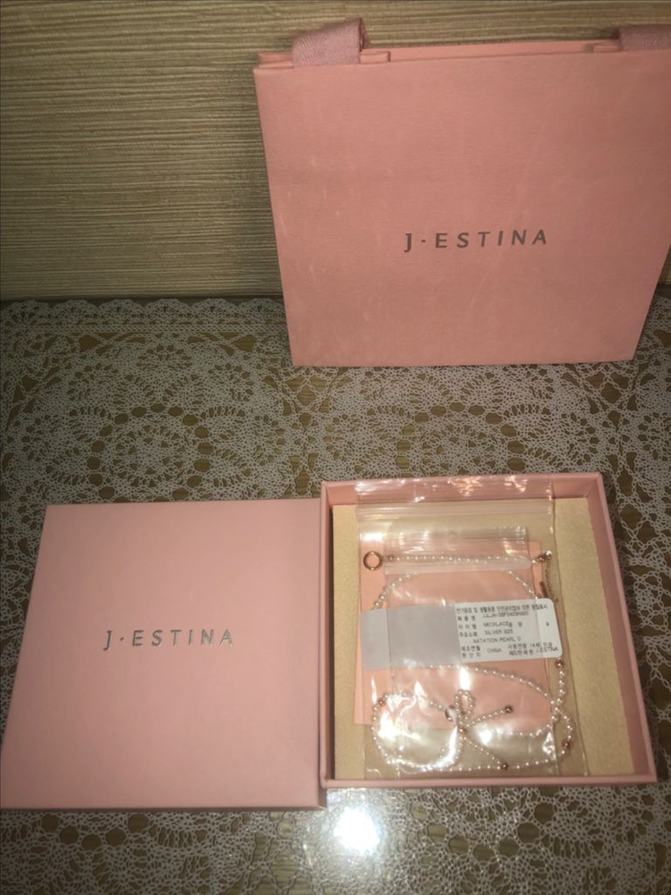 (새제품)제이에스티나925실버 리본진주팬던트목걸이 이미지