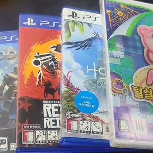 ps4 갓 오브 워, ps5 레드데드 리뎀션 2, ps5 호라이즌 포비든 웨스트, wii 털실커비 이야기 이미지