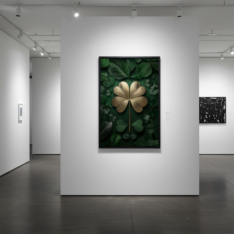 행운의 증명 그림 액자 팝아트 인테리어소품 네잎클로버그림 식물액자 대형 고급 금색 골드 거실 집들이 선물용 인테리어 이미지