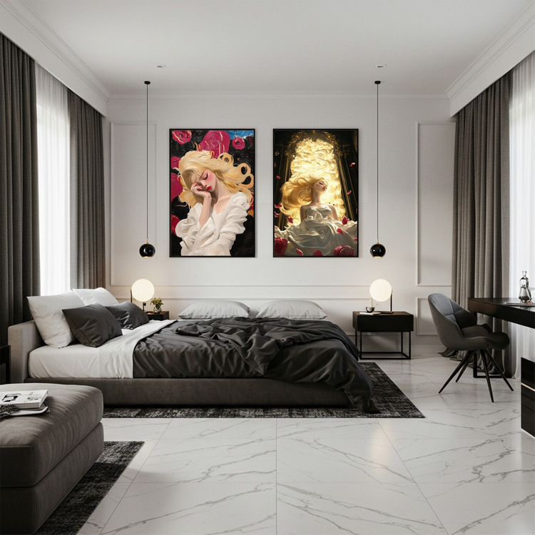 그림 액자 팝아트 인테리어소품 꿈의 무게 금발미녀그림 여인액자 대형 유화스타일 거실 분위기 좋은 인테리어 아트포스터 이미지