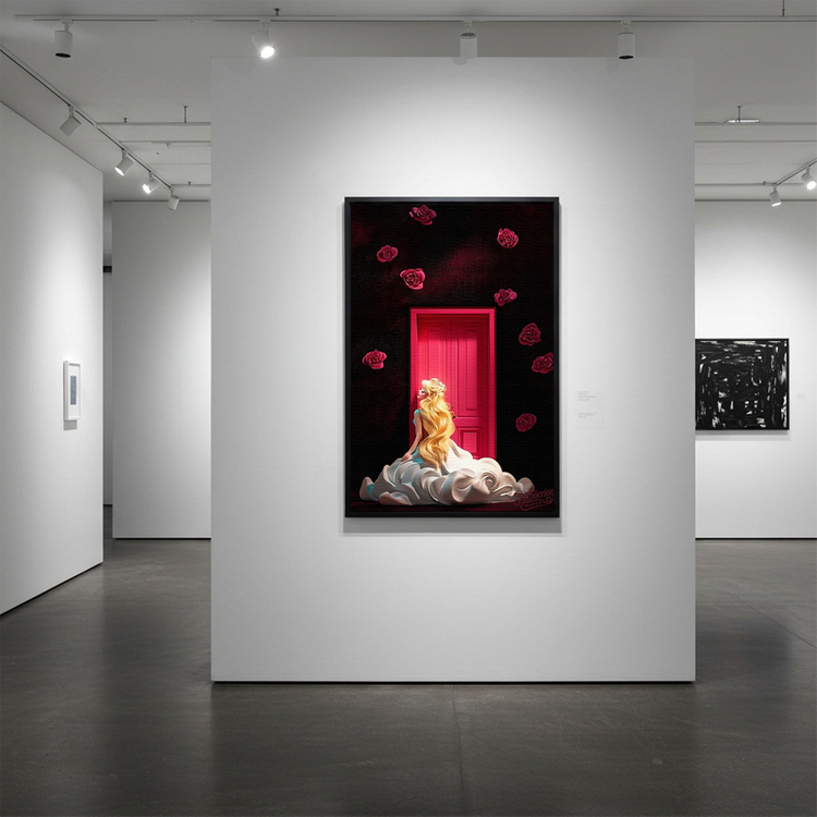 그림 액자 팝아트 인테리어소품 내가 문을 열기 전에 금발공주그림 인물화액자 감성적인 대형 아트포스터 거실 인테리어 이미지