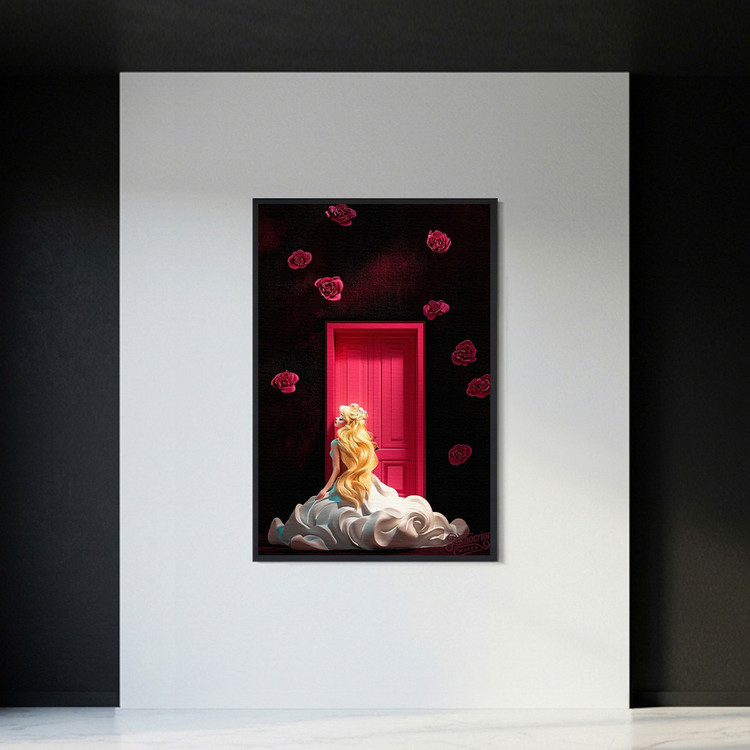 그림 액자 팝아트 인테리어소품 내가 문을 열기 전에 금발공주그림 인물화액자 감성적인 대형 아트포스터 거실 인테리어 이미지