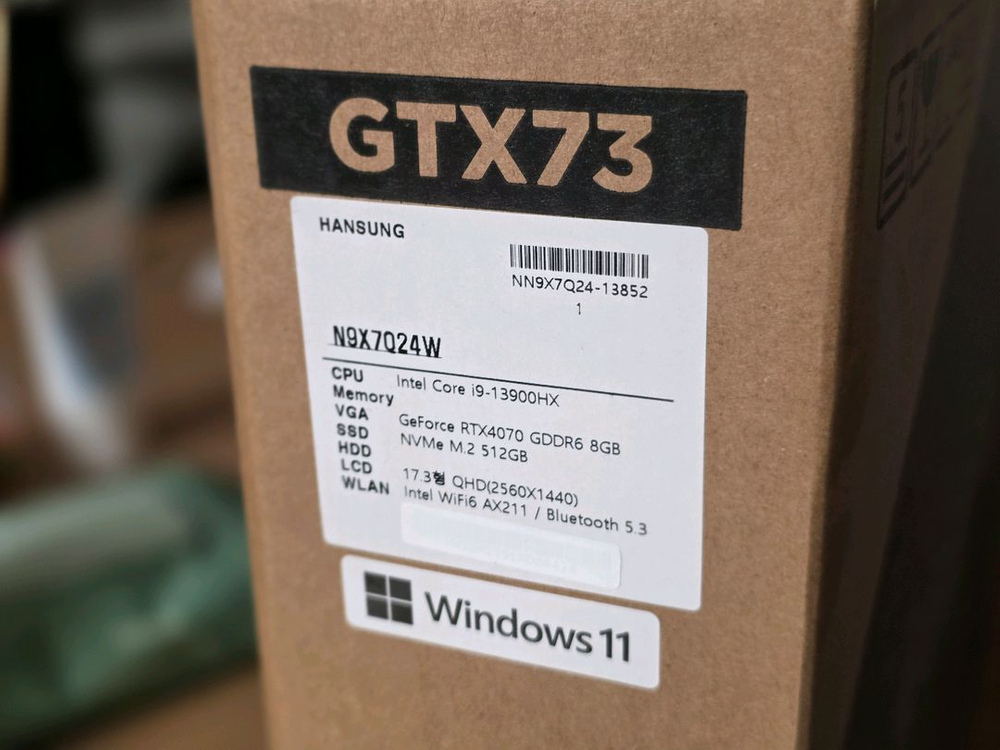 한성 보스몬스터 게이밍 노트북 i9 rtx4070 이미지