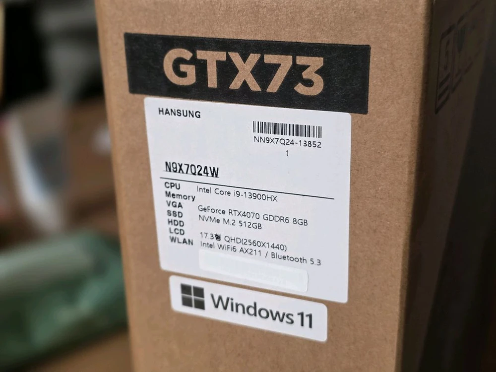 한성 보스몬스터 게이밍 노트북 i9 rtx4070 이미지