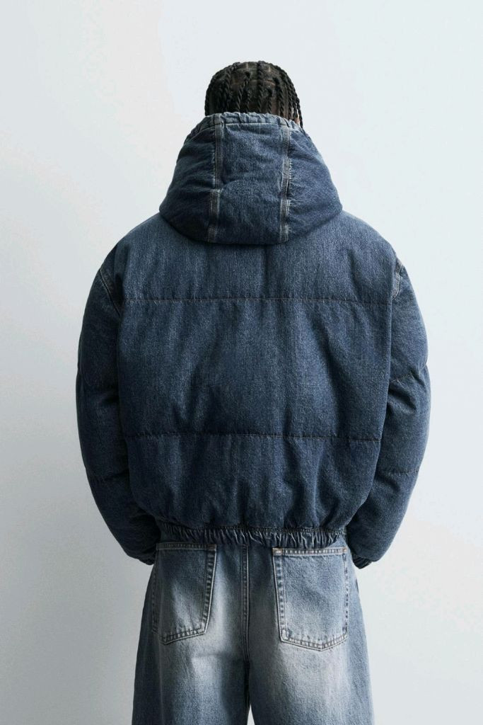 [M, 95~100] 자라 퀼티드 데님 패딩 점퍼 이미지