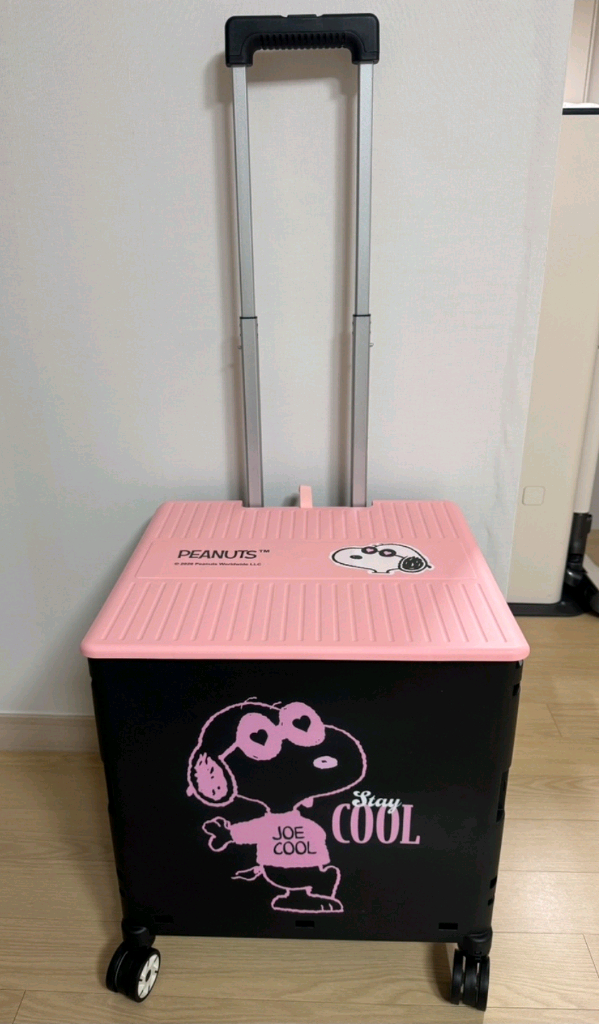 씨유 스누피 접이식 쇼핑 카트 핑크(새제품) 이미지