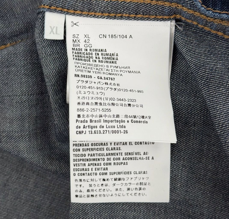 [XL] 프라다 남성 라이트 데님 지퍼 크롭 청 자켓 네이비 GEB255 이미지