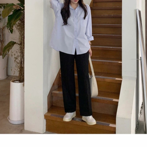 98도씨 미네랄 베이직 여유핏 셔츠 (워터리블루) 이미지