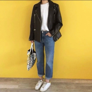 아이링마켓 보이핏 이탈리아 램스킨 양가죽 라이더 레더 자켓 m 이미지