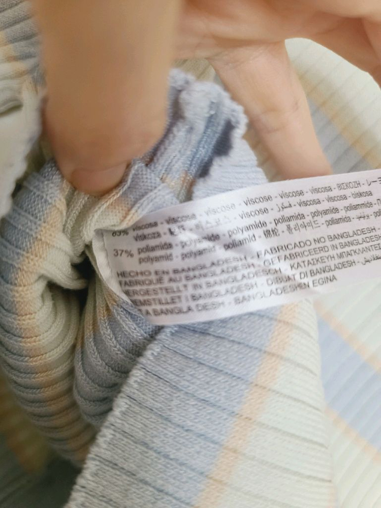 ZARA 자라 파스텔톤 스트라이프 니트 크롭 긴팔 금장버튼 가디건 M 이미지