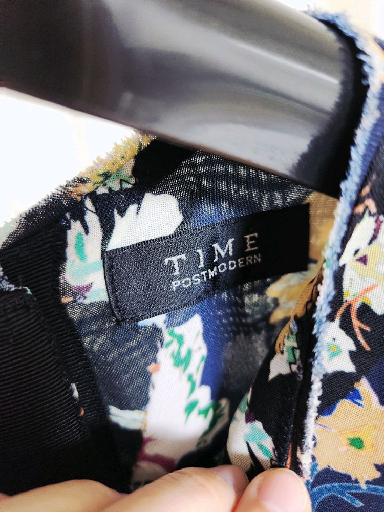 [한섬 정품] 타임(TIME) 쉬폰 플라워 패턴 벨티드 롱 원피스 이미지