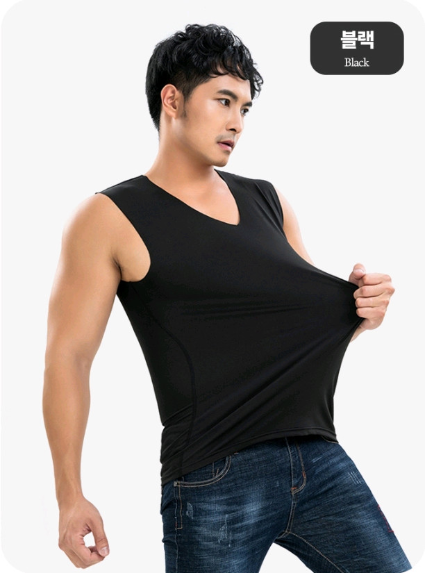 [새상품/무료배송] 2장 가격!! V넥 심리스 남성런닝 남자나시 무봉제 민소매 쿨티셔츠 이미지