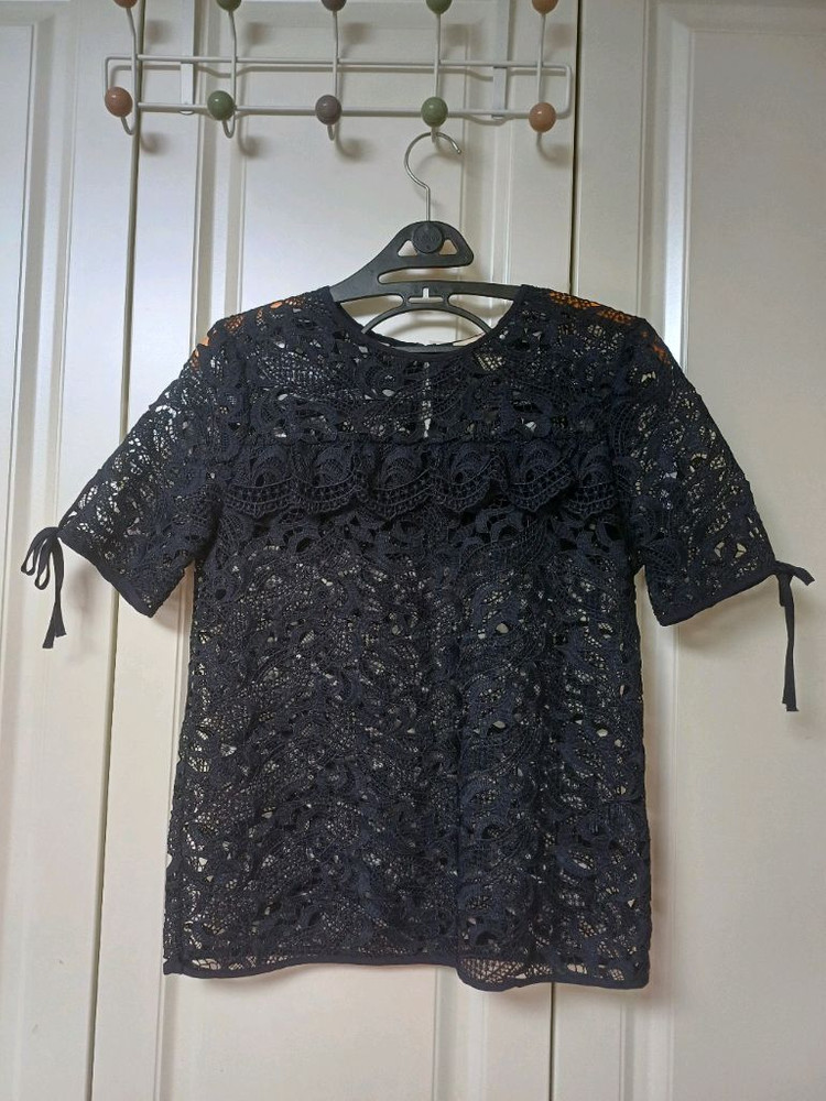여성 H&M 네이비 시스루 블라우스 레이스티셔츠55 이미지