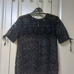 여성 H&M 네이비 시스루 블라우스 레이스티셔츠55 이미지