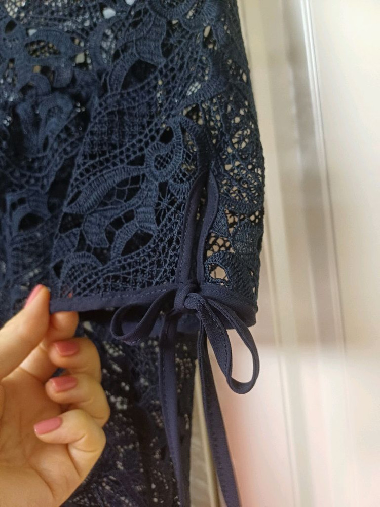 여성 H&M 네이비 시스루 블라우스 레이스티셔츠55 이미지