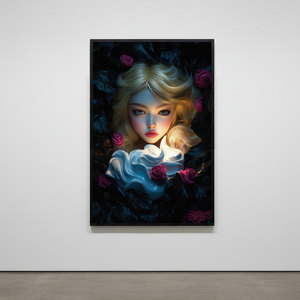 아무도 몰랐던 눈빛 그림 액자 팝아트 인테리어소품 금발소녀그림 인물액자 신비로운 꽃 아트포스터 거실 대형 인테리어소 이미지