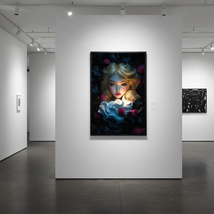 아무도 몰랐던 눈빛 그림 액자 팝아트 인테리어소품 금발소녀그림 인물액자 신비로운 꽃 아트포스터 거실 대형 인테리어소 이미지