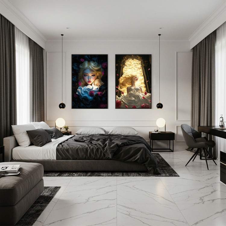 아무도 몰랐던 눈빛 그림 액자 팝아트 인테리어소품 금발소녀그림 인물액자 신비로운 꽃 아트포스터 거실 대형 인테리어소 이미지
